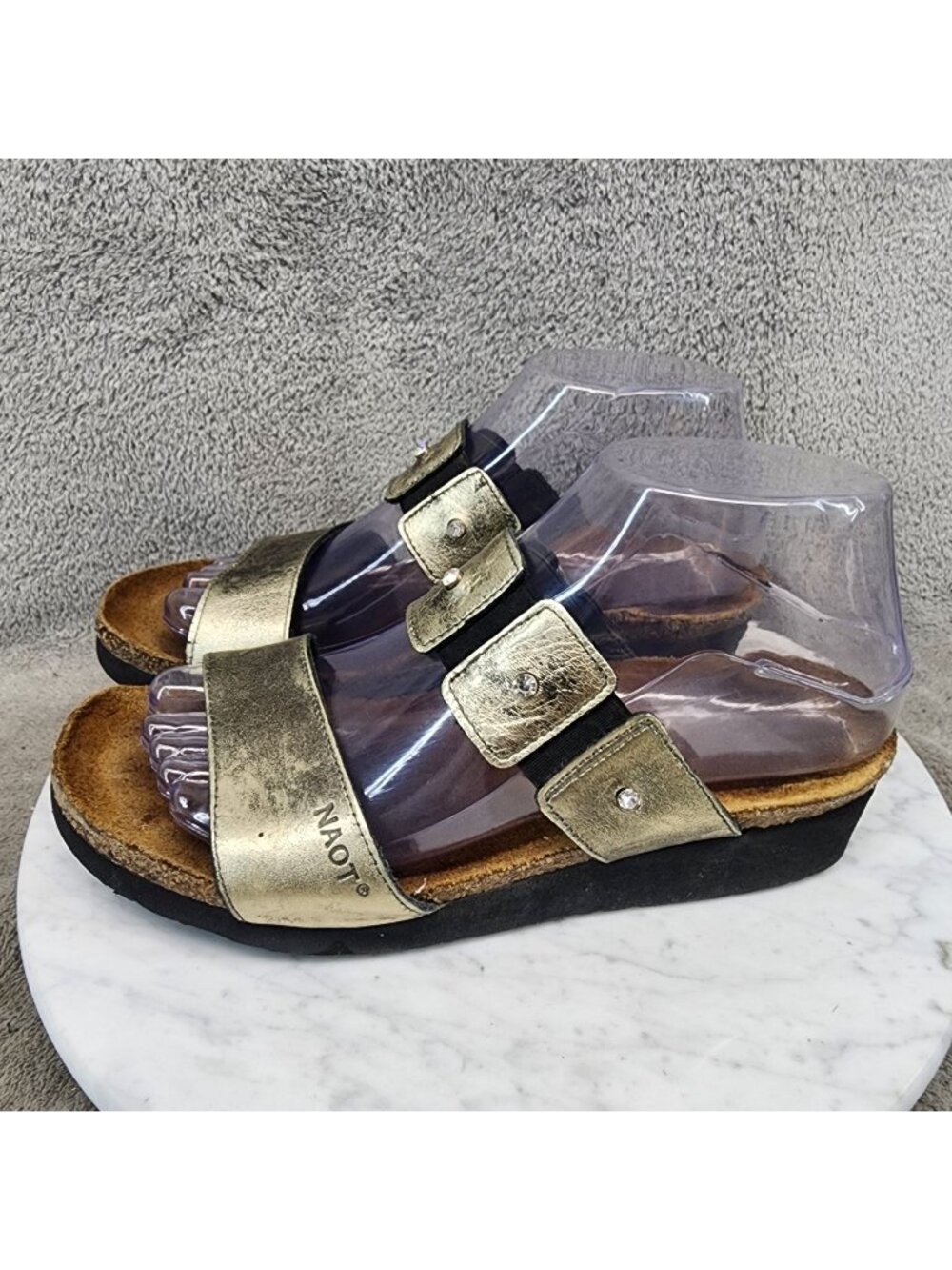 Naot Shoes Womens Size EU 38 US 7 Ashley Gold Metallic Leather Sandals *Read*